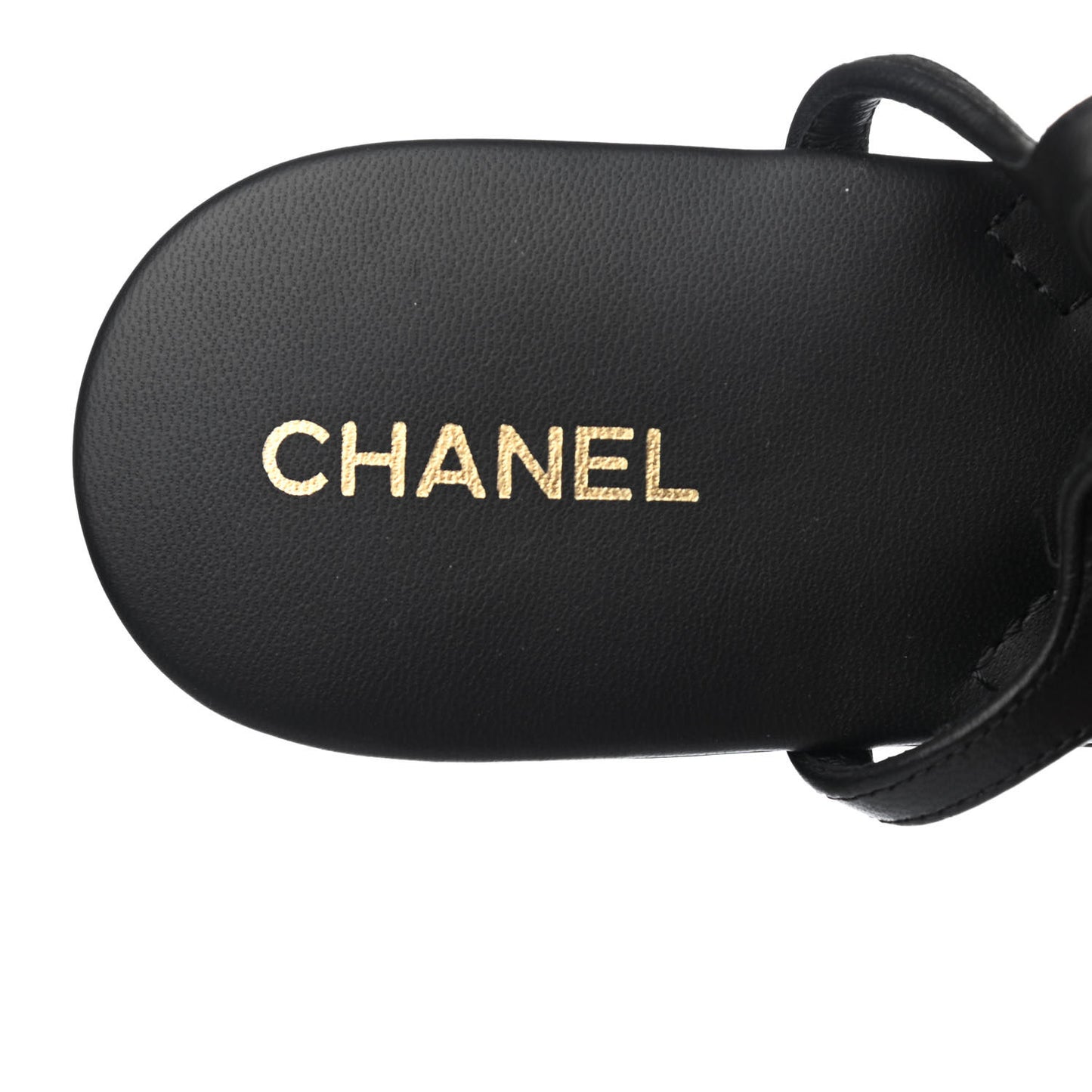 Lambskin Chain CC Logo Thong Sandals 40 Black