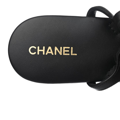 Chanel Lambskin Chain CC Logo Thong Sandals 40 Black 7 of 8