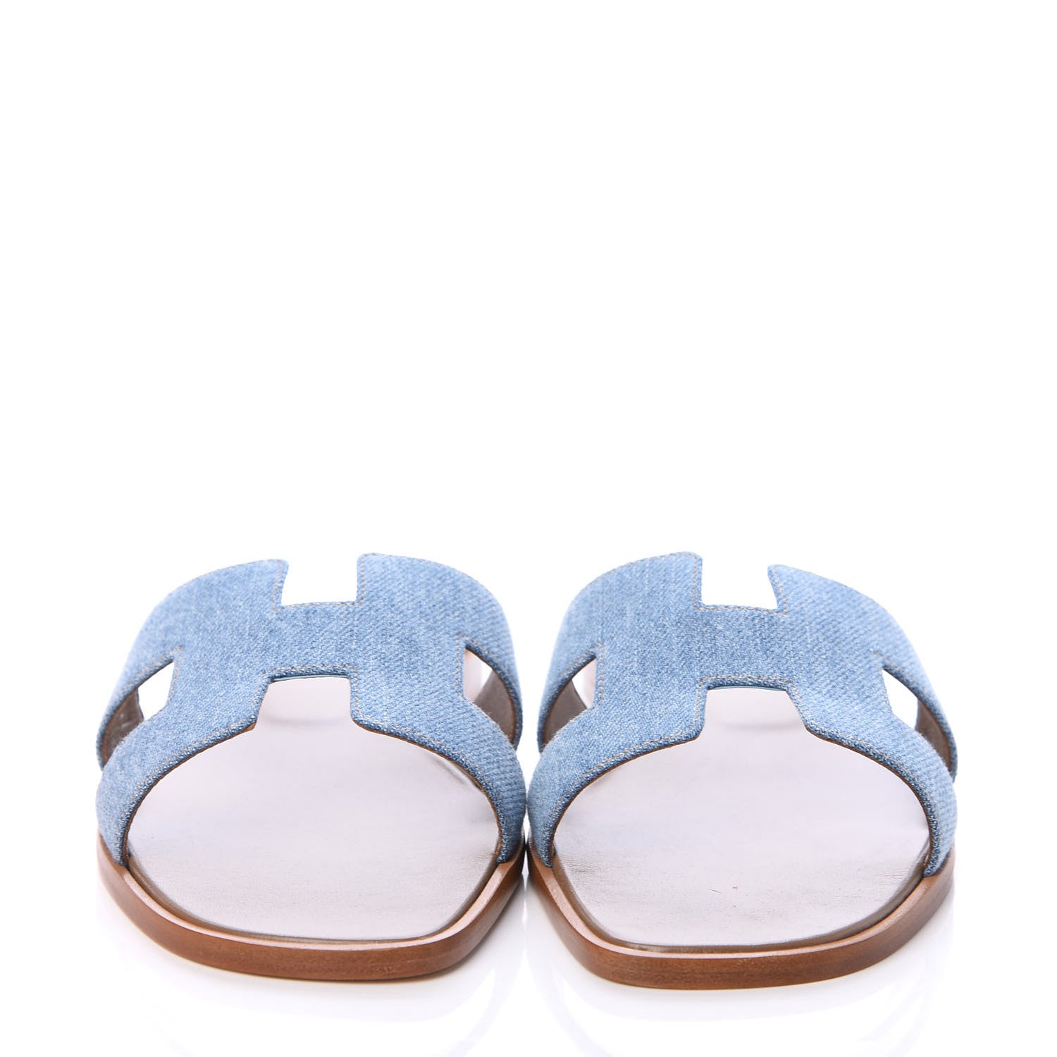Hermes Denim Oran Sandals 39.5 Bleu Clair 2 of 7