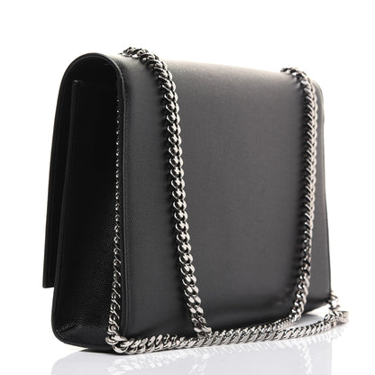 Saint Laurent Grain De Poudre Large Classic Monogram Kate Satchel Black 3 of 15