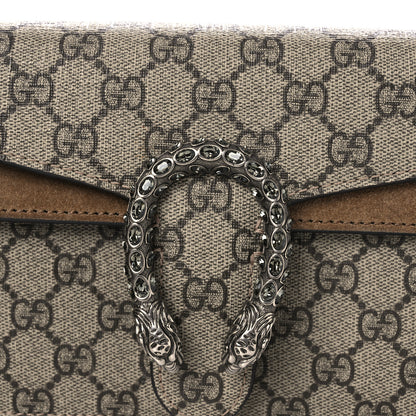 Gucci GG Supreme Monogram Suede Crystal Small Dionysus Shoulder Bag Beige Ebony Taupe 8 of 10