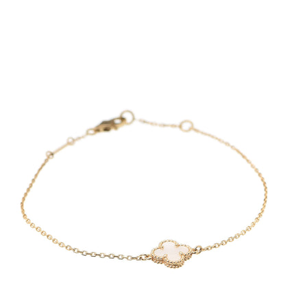 Van Cleef & Arpels 18K Yellow Gold Mother of Pearl Sweet Alhambra Bracelet 1 of 8