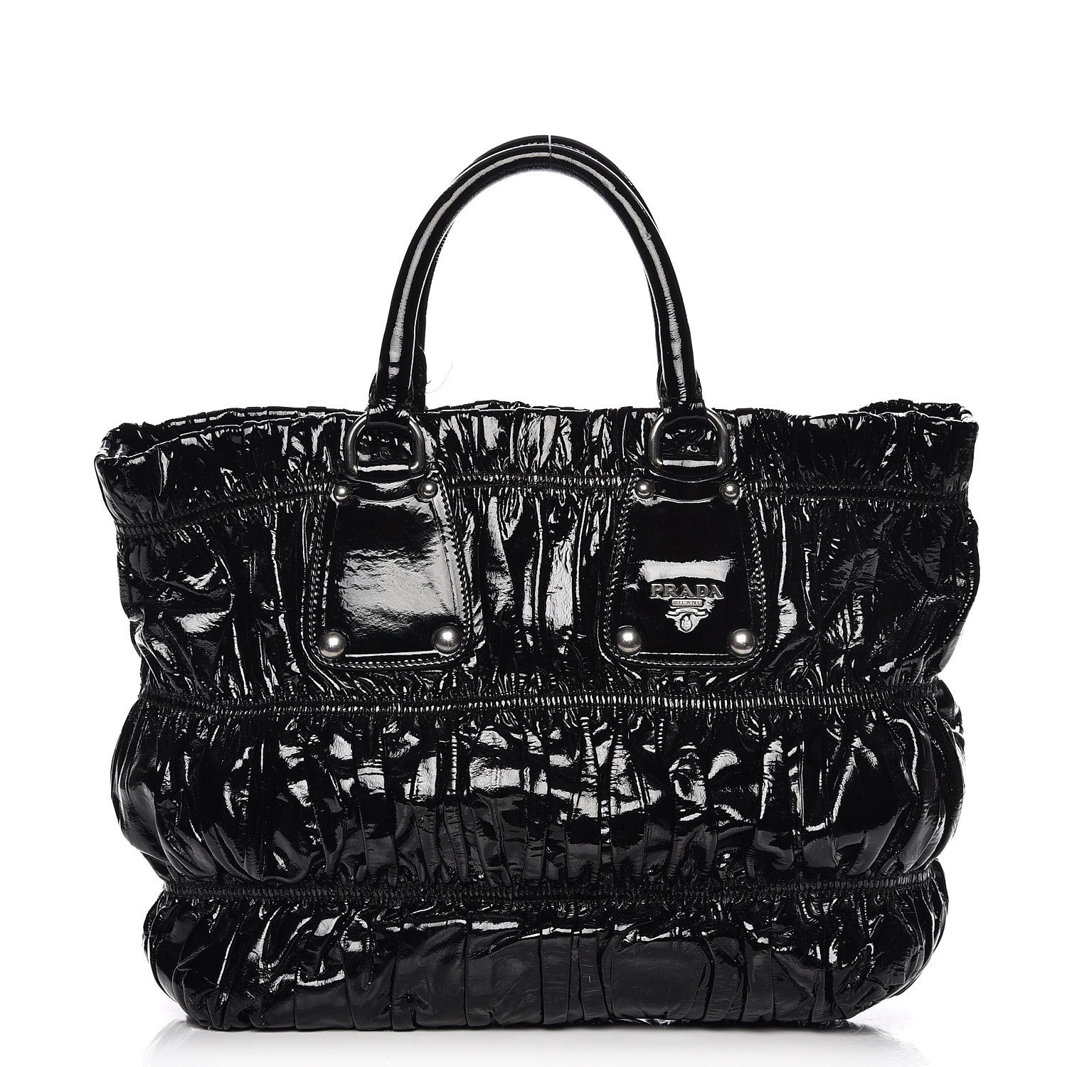 Prada Vernice Gaufre Tote Black 1 of 8