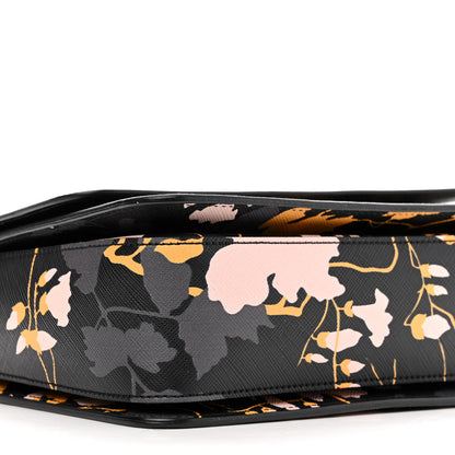 Salvatore Ferragamo Hammered Calfskin Floral Printed Seila Top Handle Crossbody Bag Black Multicolor 8 of 9