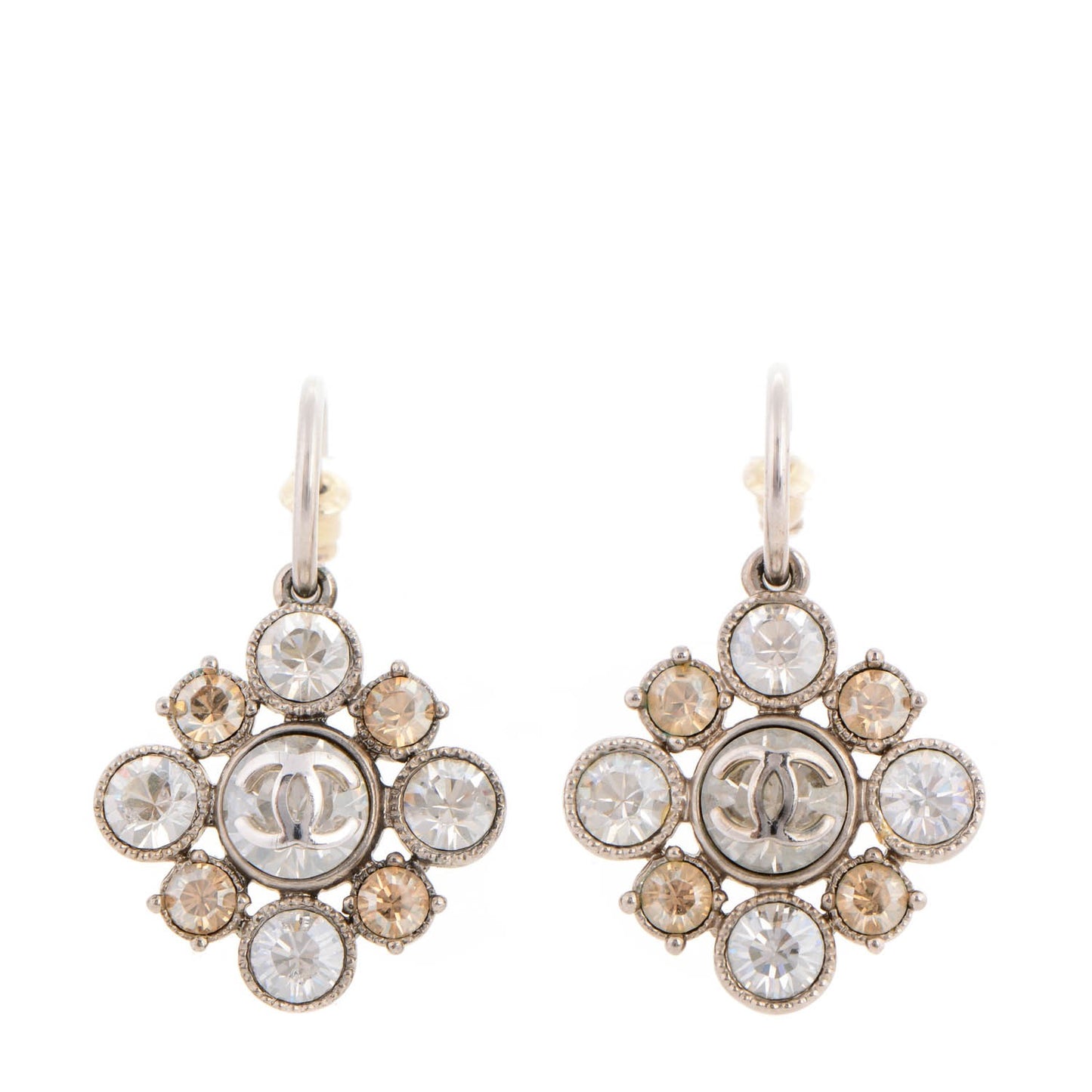 Crystal CC Dangle Earrings Silver