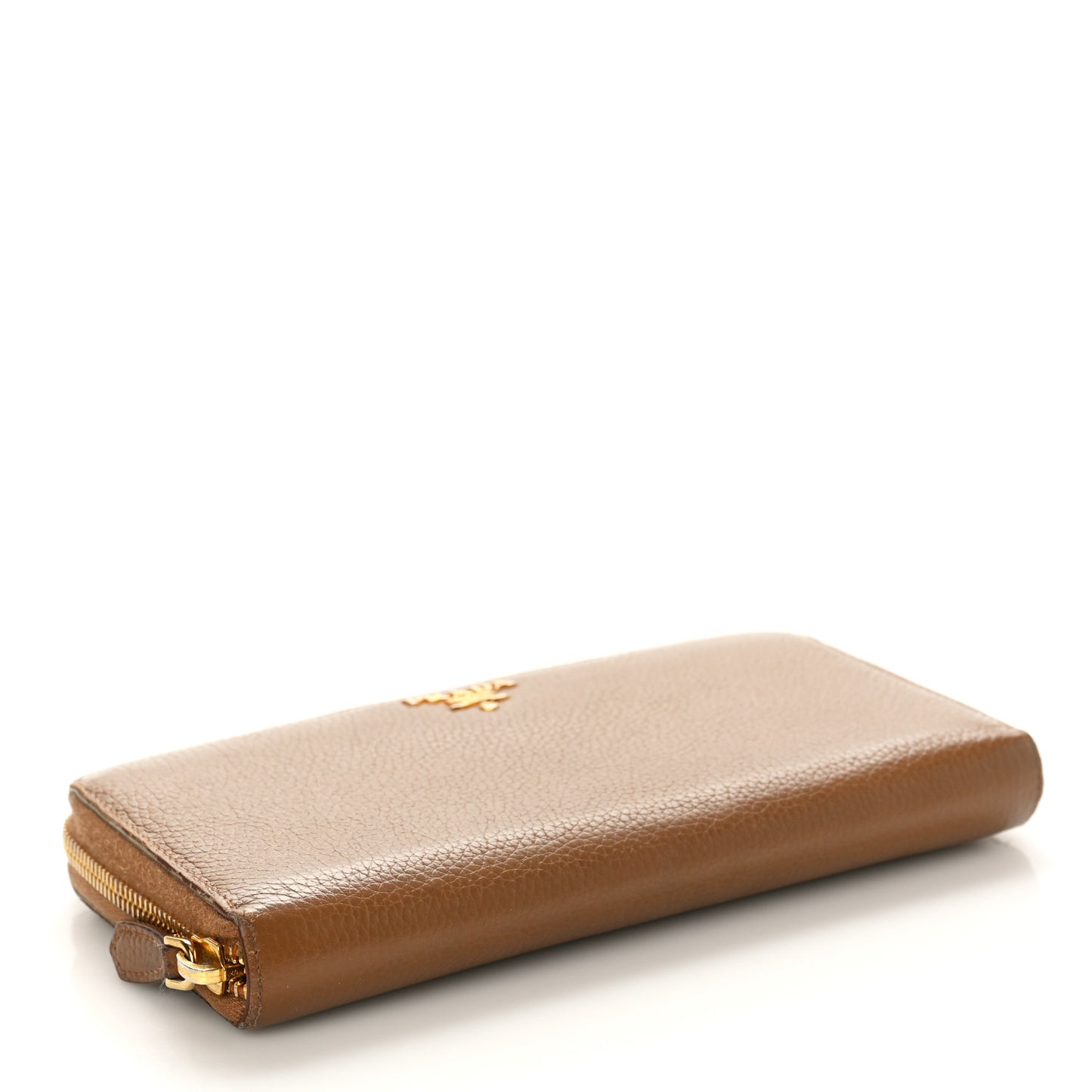 Daino Bi-Color Metal Zip Around Wallet Caramel Papaya