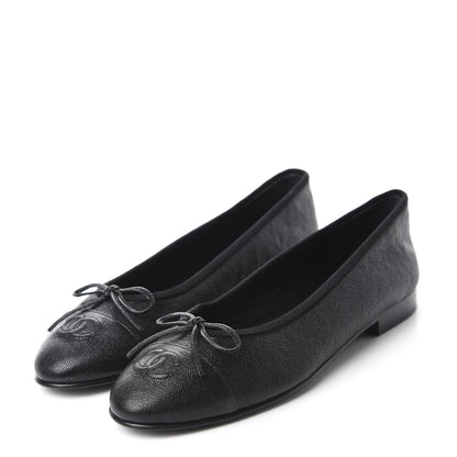 Chanel Caviar CC Cap Toe Ballerina Flats 38.5 Black 3 of 10