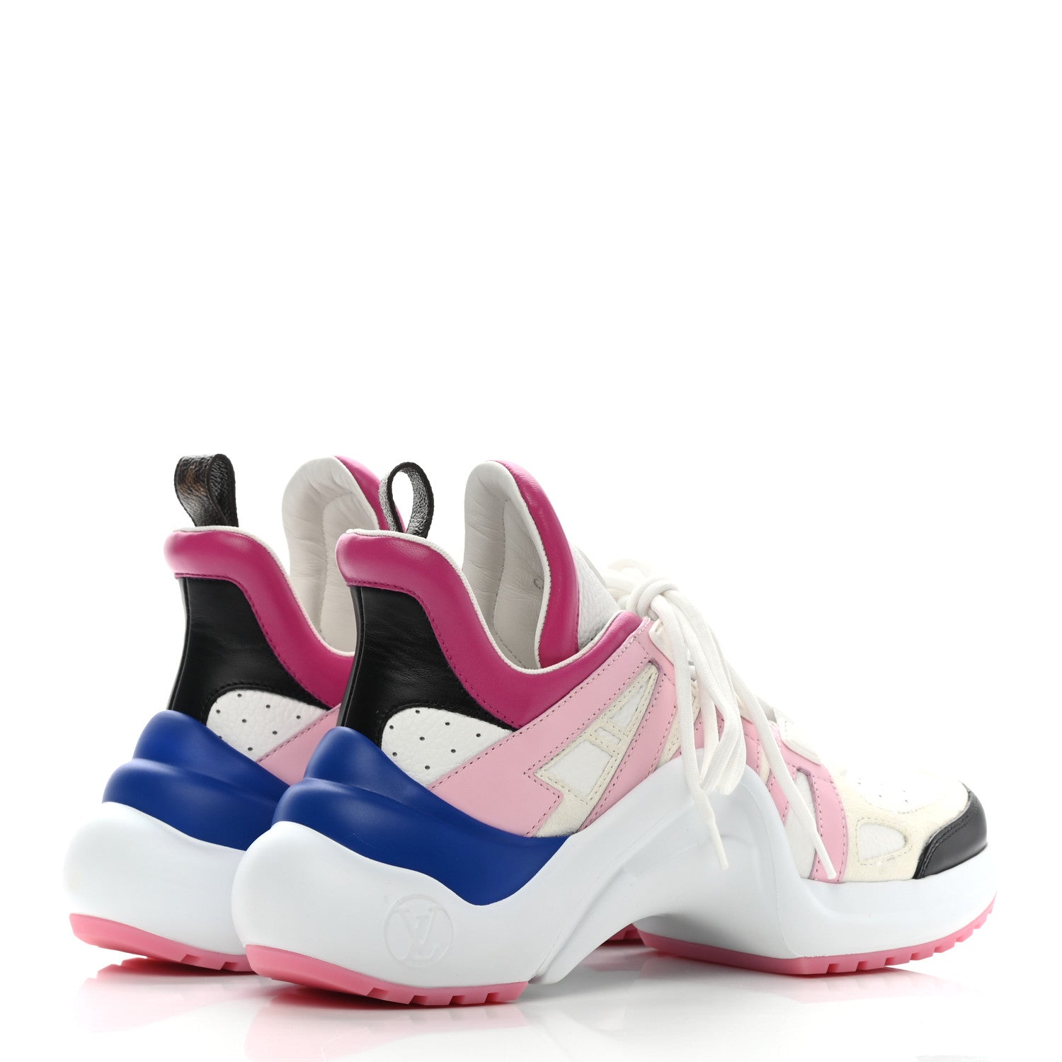 Louis Vuitton Calfskin Technical Nylon LV Archlight Sneakers 37.5 White Pink Blue 4 of 9