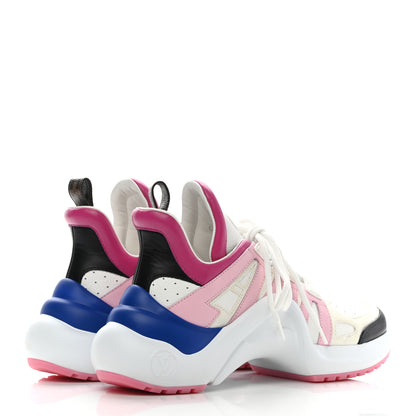 Louis Vuitton Calfskin Technical Nylon LV Archlight Sneakers 37.5 White Pink Blue 4 of 9