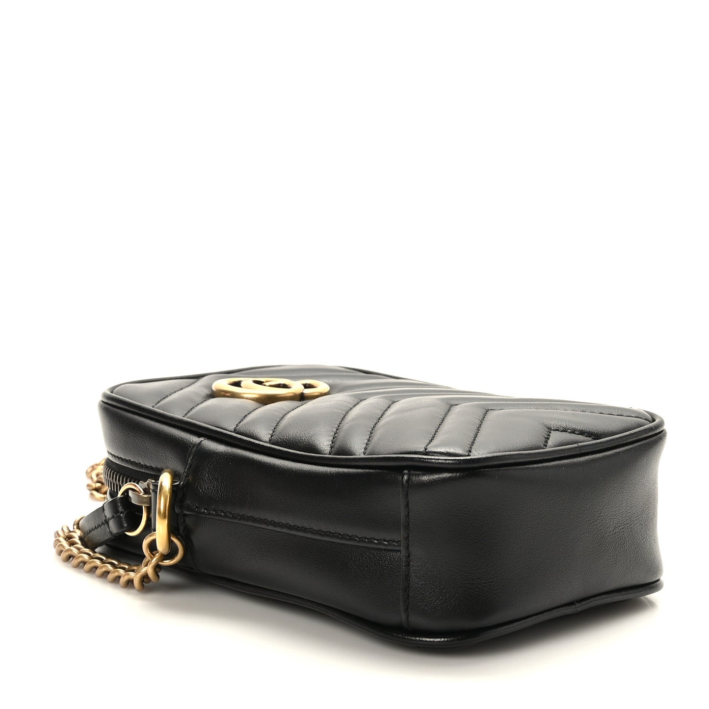 Calfskin Matelasse Mini GG Marmont Crossbody Bag Black