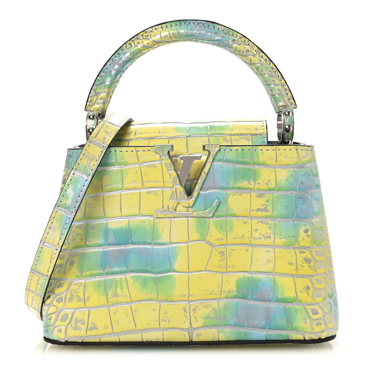Louis Vuitton Crocodile Mini Capucines  Yellow Blue 1 of 11