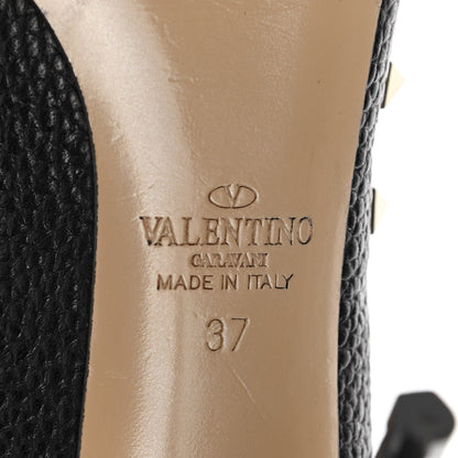 Valentino Garavani Pebbled Calfskin Rockstud Ankle Strap Open Toe 100mm Sandals 37 Black 7 of 13