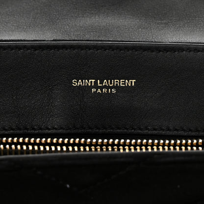 Saint Laurent Suede Calfskin Y Quilted Monogram Small Loulou Chain Satchel Black 6 of 11