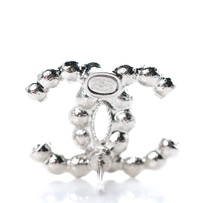 Chanel Pearl Crystal CC Regalia Small Button Earrings Silver 4 of 5