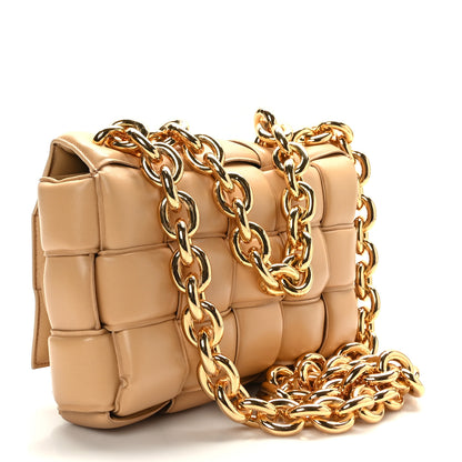 Bottega Veneta Lambskin Maxi Intreccio Padded Chain Cassette Crossbody Bag Almond 3 of 8