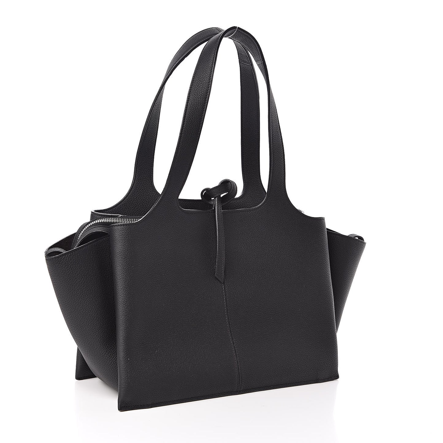Baby Grained Calfskin Small Tri-Fold Bag Black