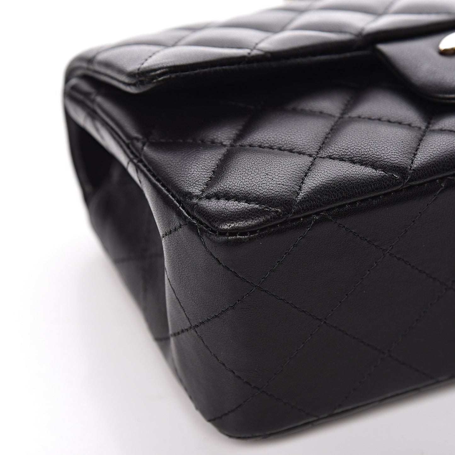 Lambskin Quilted Mini Rectangular Flap Black