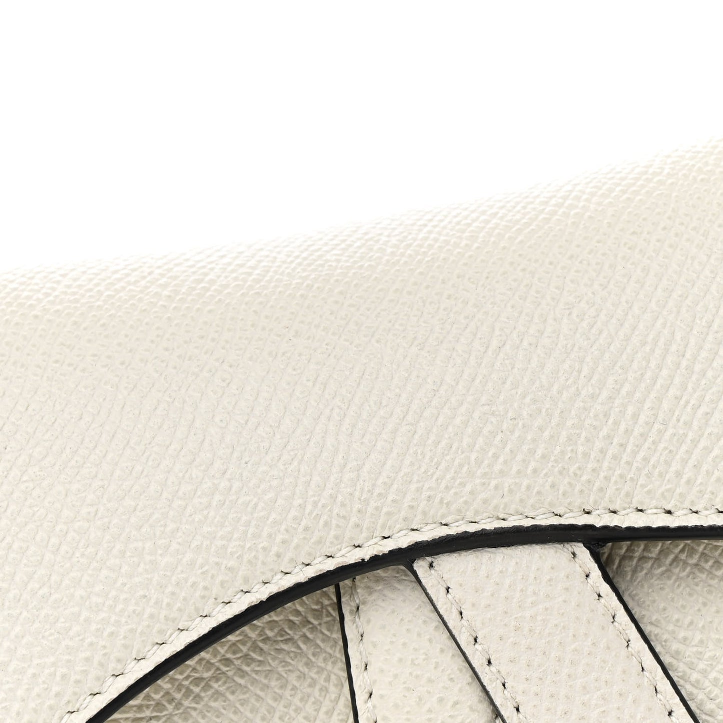 Grained Calfskin Mini Saddle Bag White