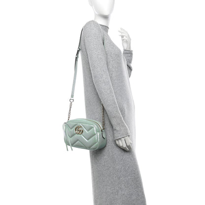 Gucci Iridescent Nappa Chevron Matelasse Small GG Marmont Chain Shoulder Bag Iridescent Salvy Green 2 of 10
