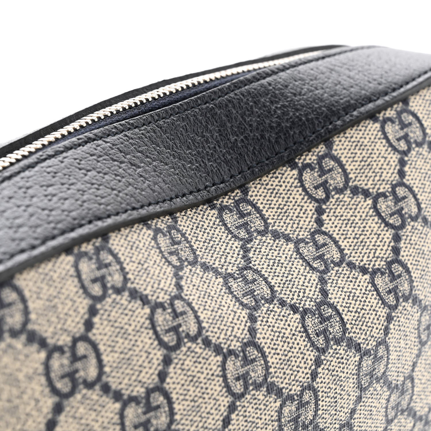 Gucci GG Supreme Monogram Textured Dollar Calfskin Small Horsebit 1955 Shoulder Bag Beige Blue 11 of 13