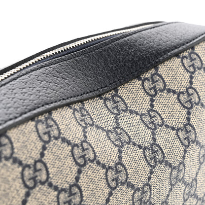 Gucci GG Supreme Monogram Textured Dollar Calfskin Small Horsebit 1955 Shoulder Bag Beige Blue 11 of 13