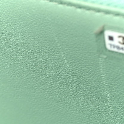 Chanel Shiny Calfskin Quilted Small Top Handle Vanity Case With Chain Light Green 11 of 12