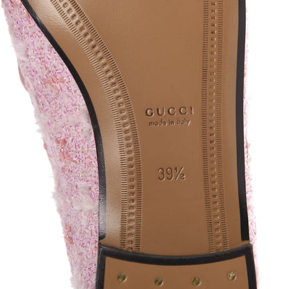 Gucci Wool Tweed Horsebit Womens Jordaan Loafers 39.5 Pink White Perfect Pink 8 of 10