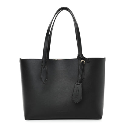 Burberry Grainy Calfskin Haymarket Check Small Reversible Tote Black 3 of 12