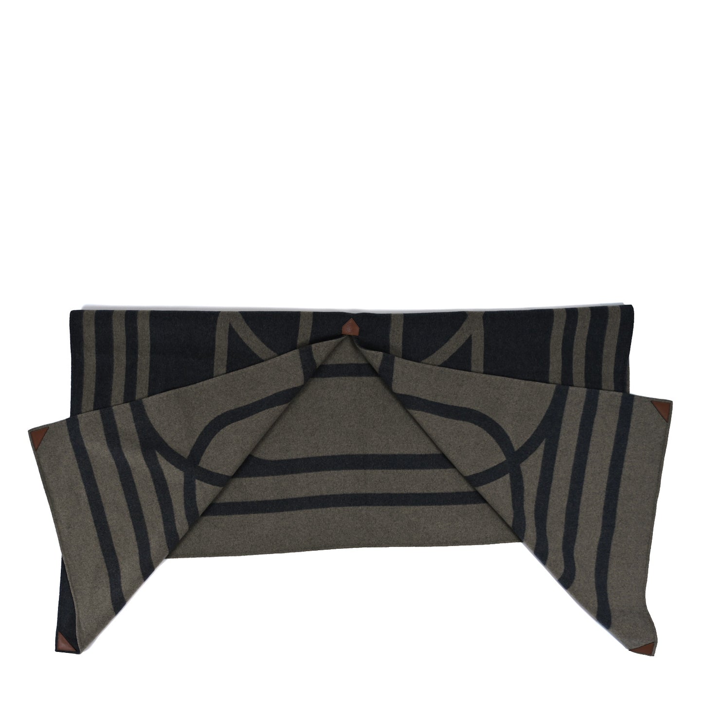 Cashmere Voltige Double Face Poncho Kaki Marine
