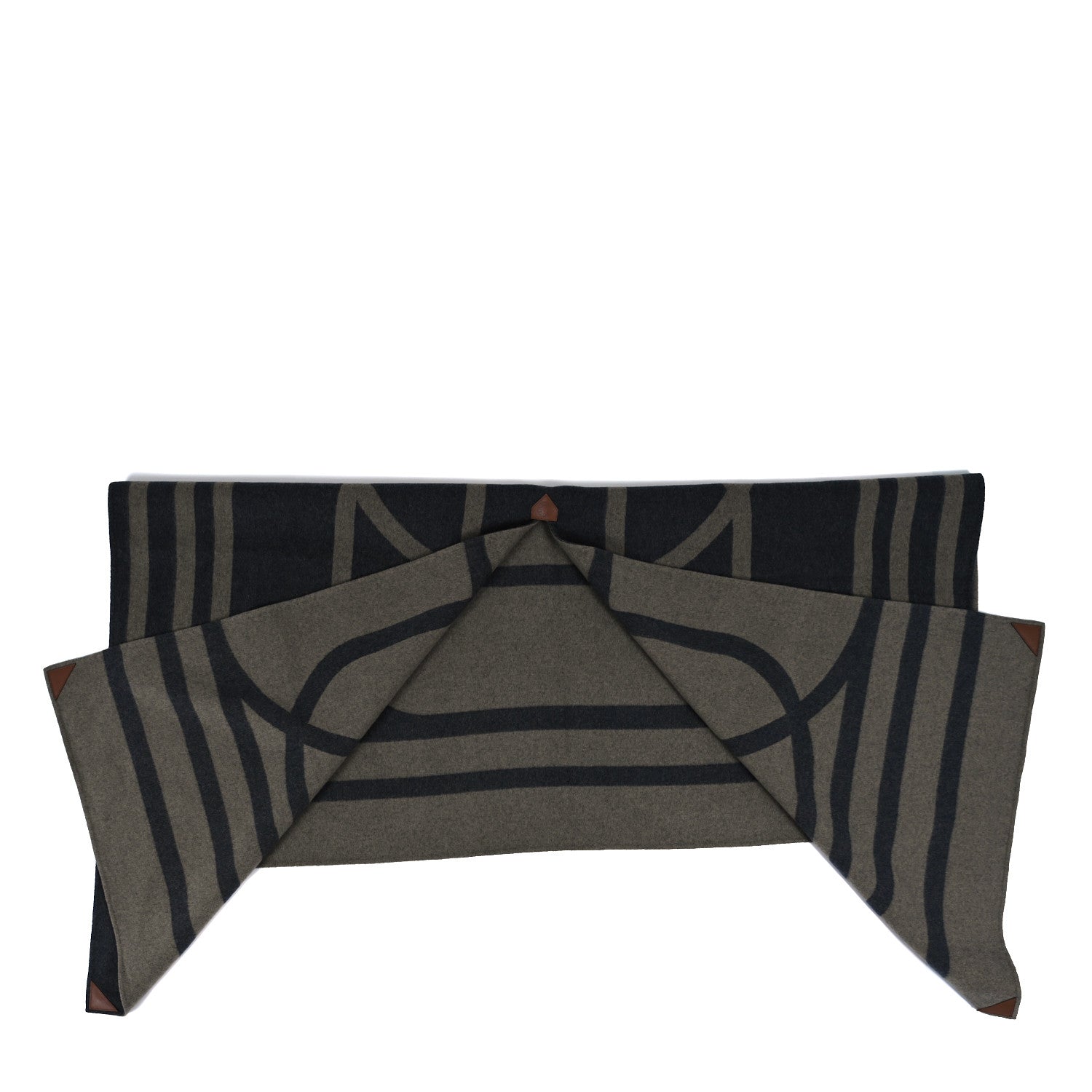 Hermes Cashmere Voltige Double Face Poncho Kaki Marine 2 of 4