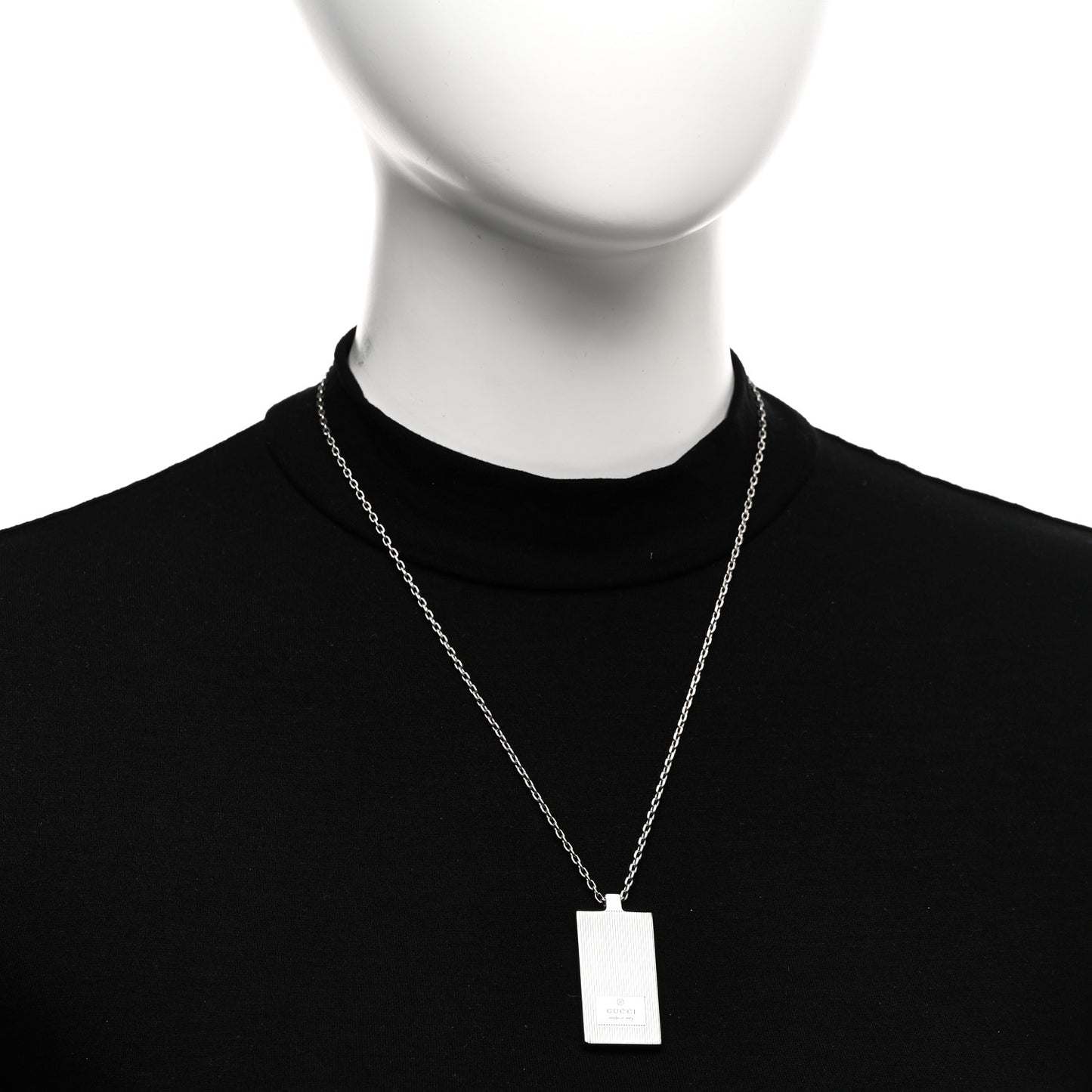 Sterling Silver Logo Rectangle Pendant Necklace