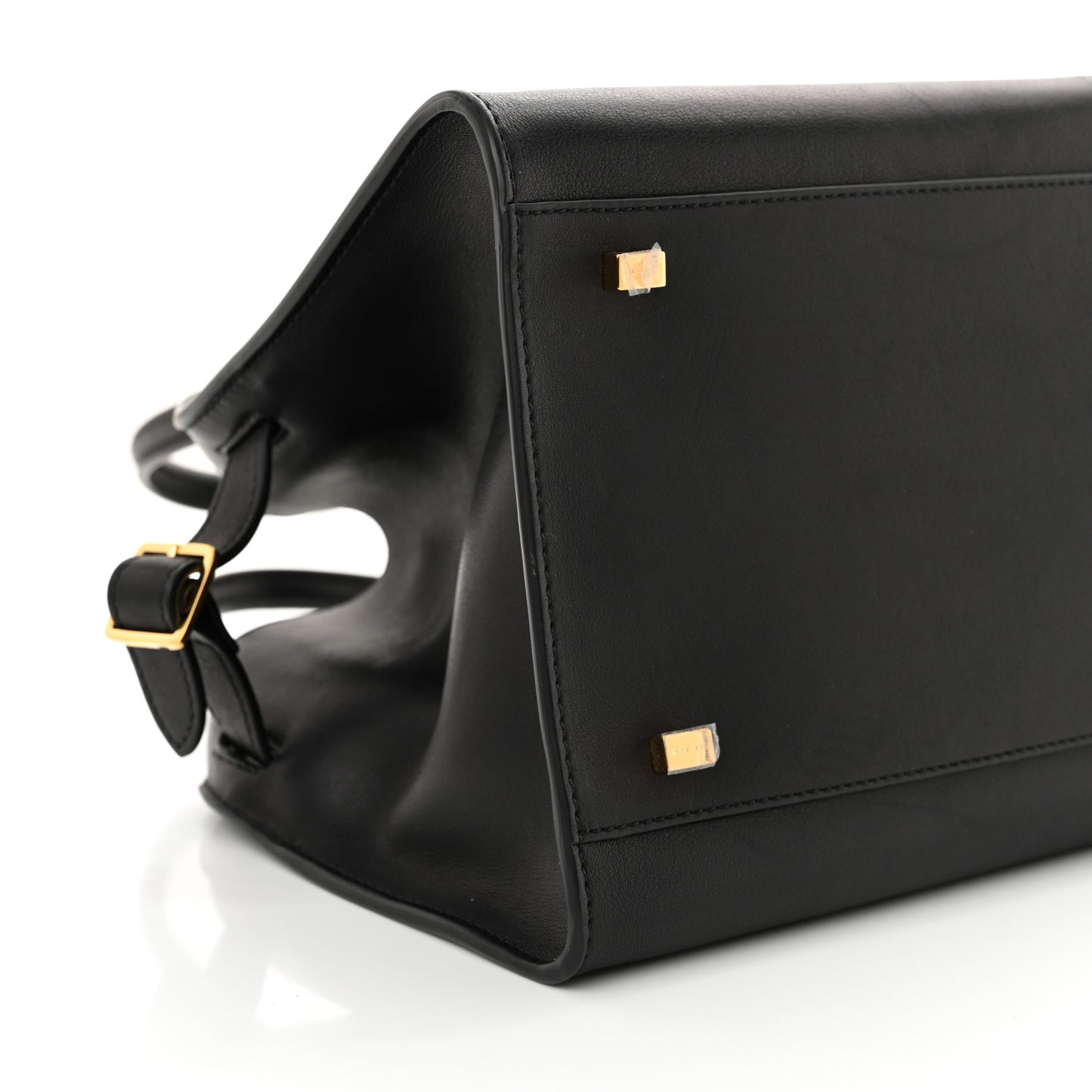 Polished Saddle Calfskin Soft Margaux 10 Bag Black