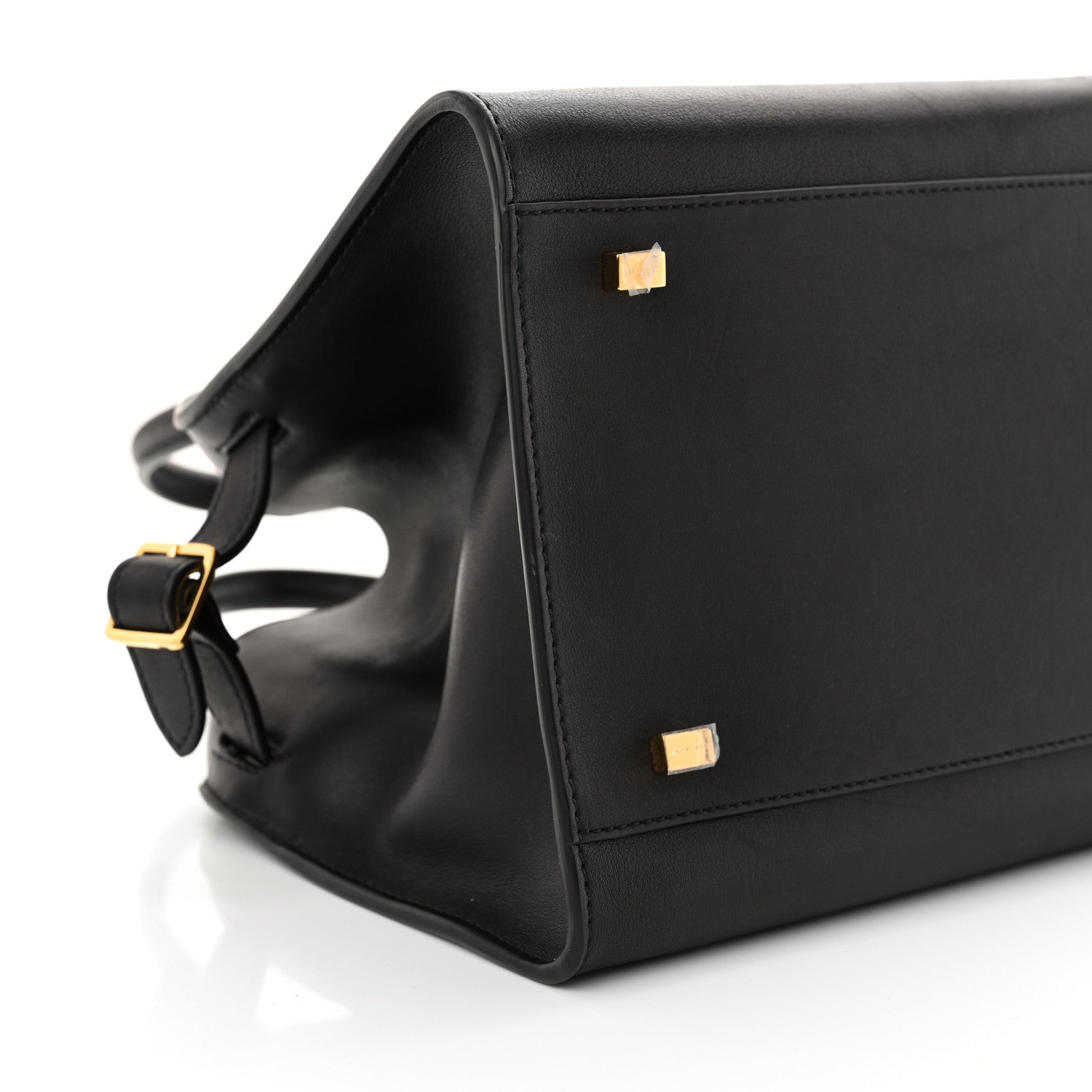 The Row Polished Saddle Calfskin Soft Margaux 10 Bag Black 8 of 9