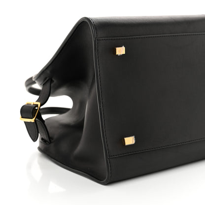 The Row Polished Saddle Calfskin Soft Margaux 10 Bag Black 8 of 9