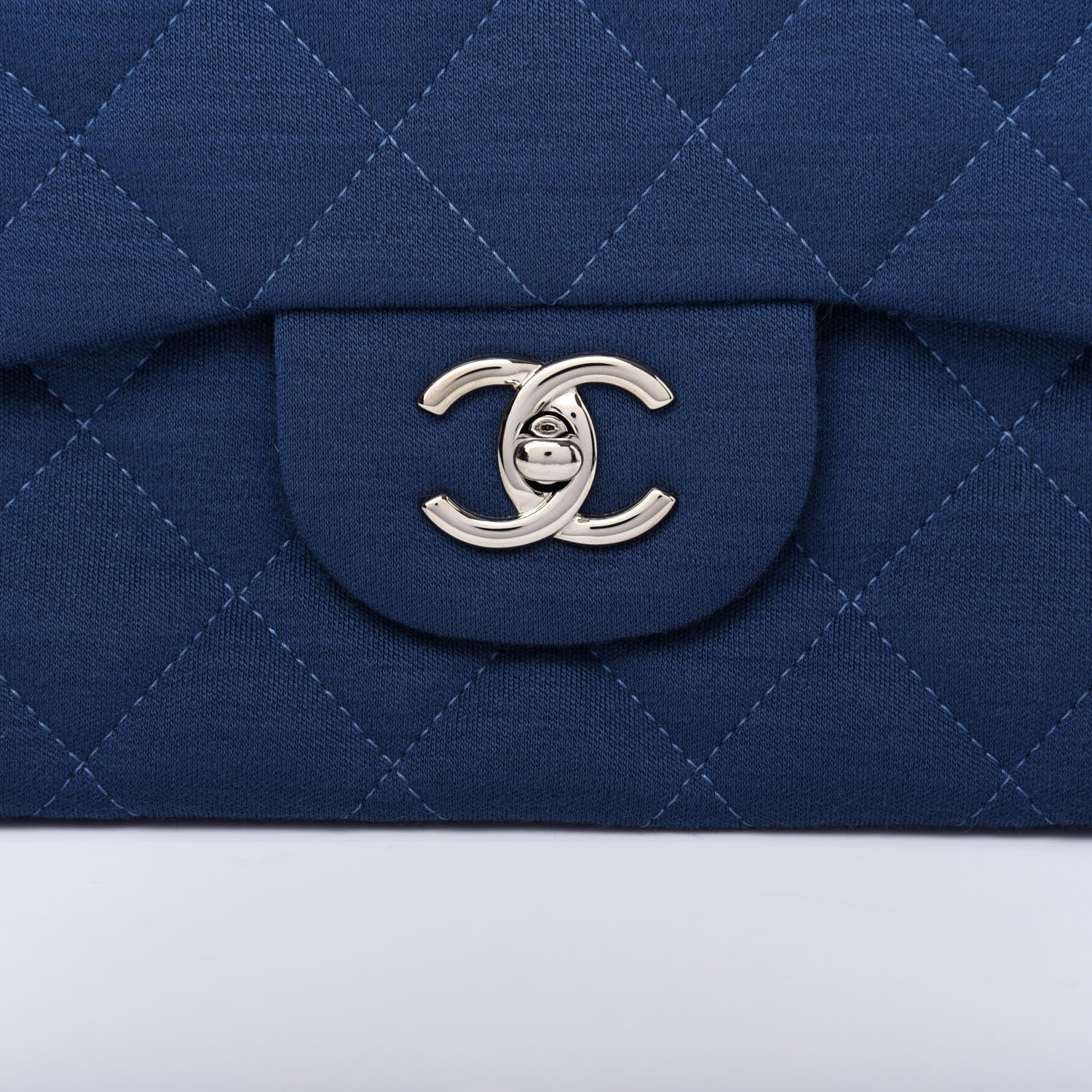 Chanel Jersey Quilted Jumbo Single Flap Navy 10 of 10