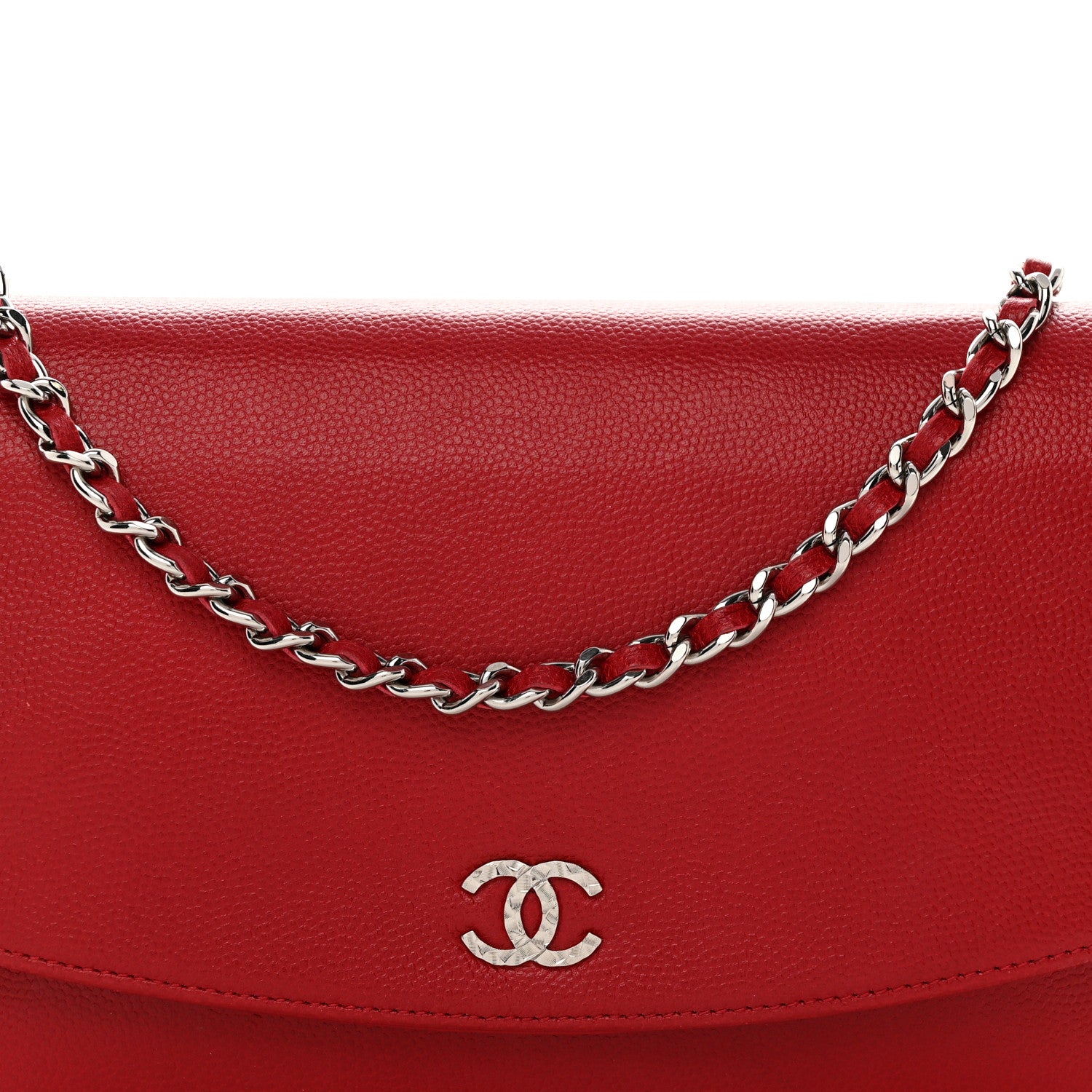 Chanel Caviar Sevruga Wallet on Chain WOC Red 8 of 12