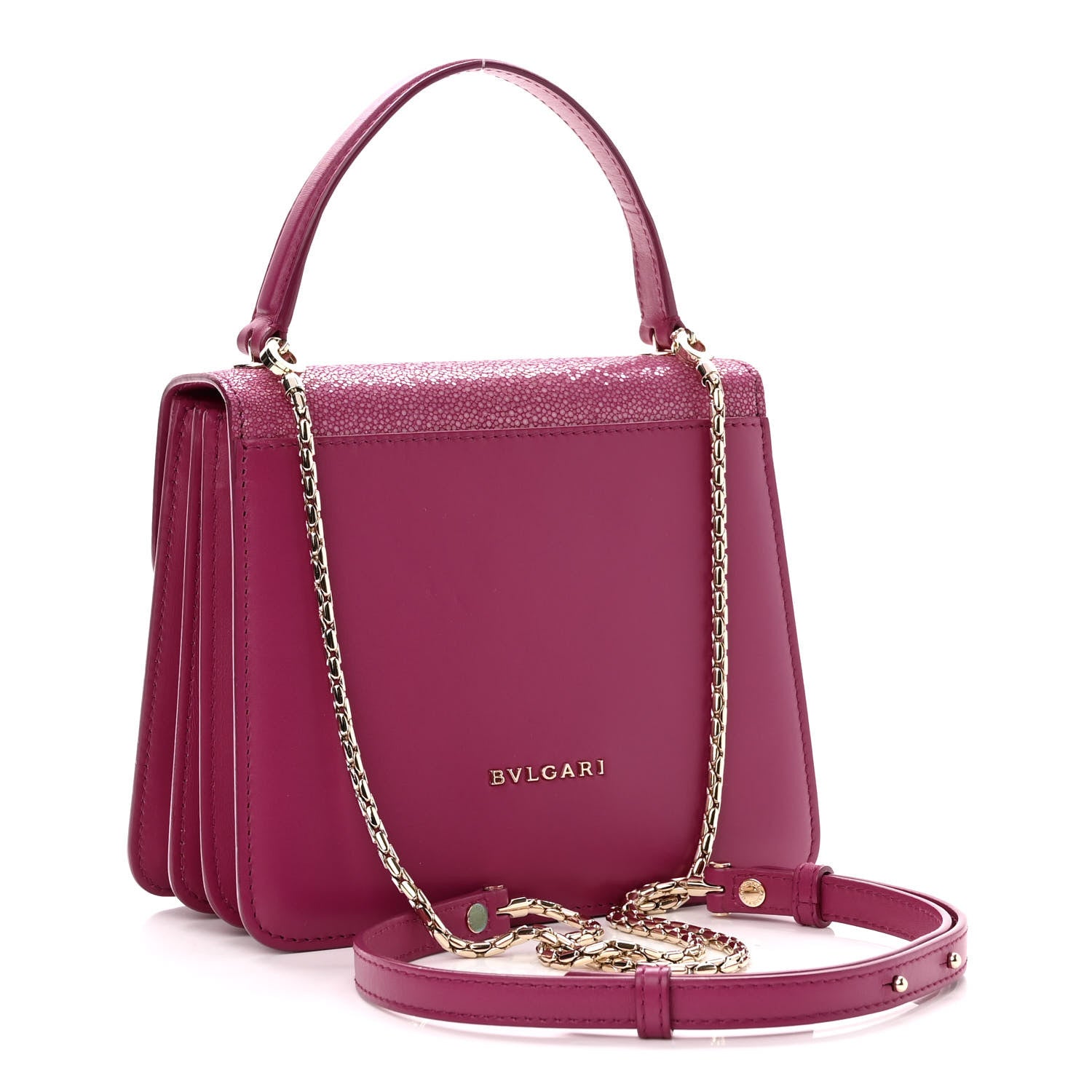 Bulgari Calfskin Galuchat Serpenti Forever Crossbody Pink 3 of 10