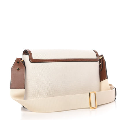 Burberry Canvas Horseferry Print Note Crossbody Bag Natural Tan Fiery Red 3 of 10