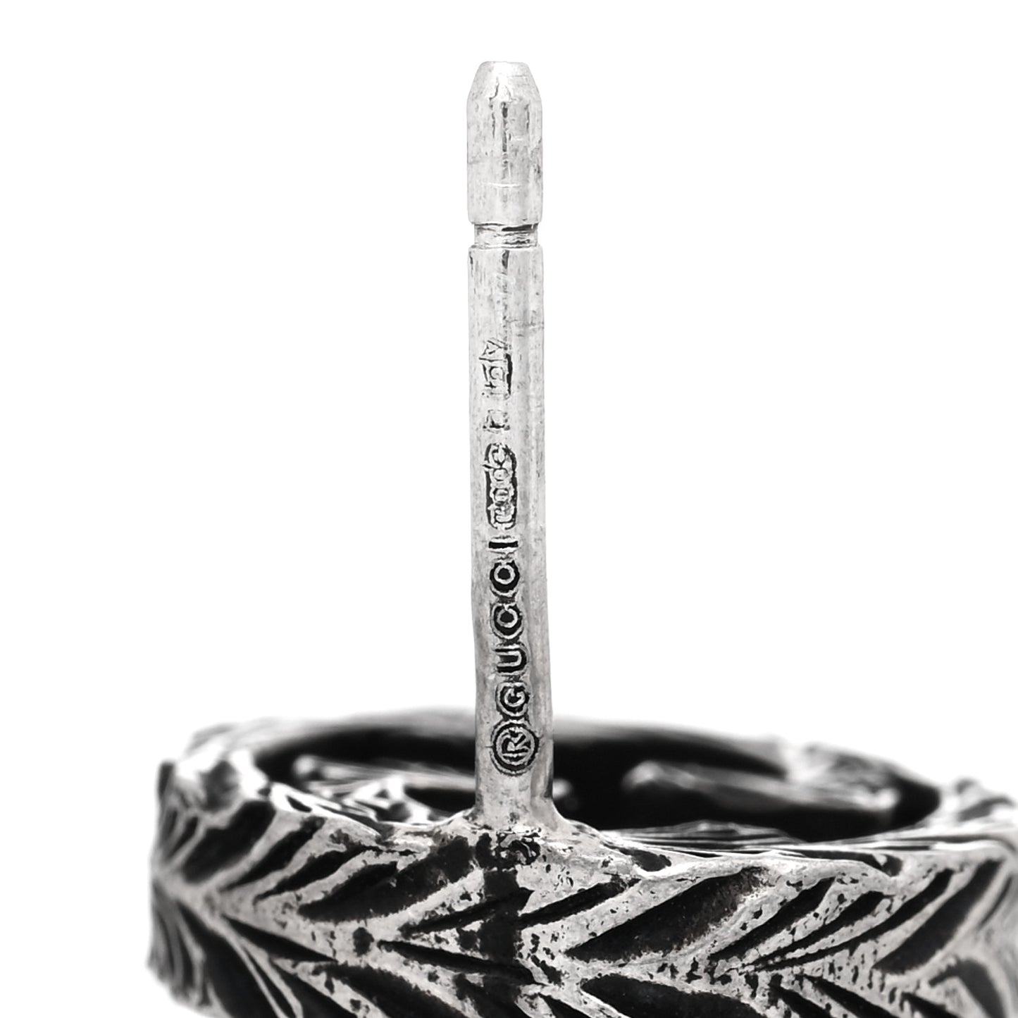 Sterling Silver Textured Interlocking G Single Stud Earring