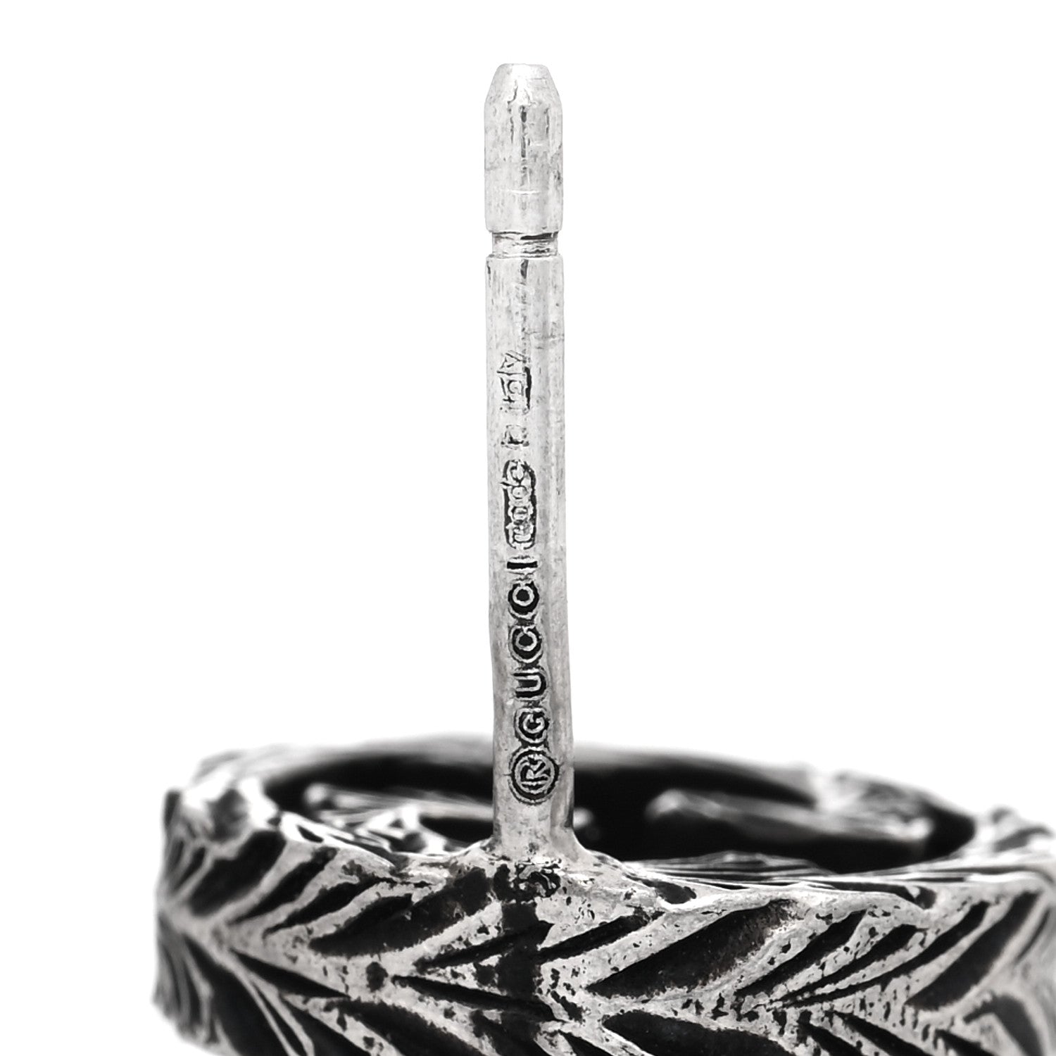 Gucci Sterling Silver Textured Interlocking G Single Stud Earring 4 of 6