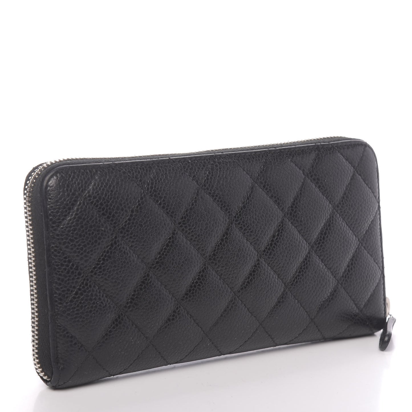 Caviar Quilted Large Gusset Zip Around Wallet Black