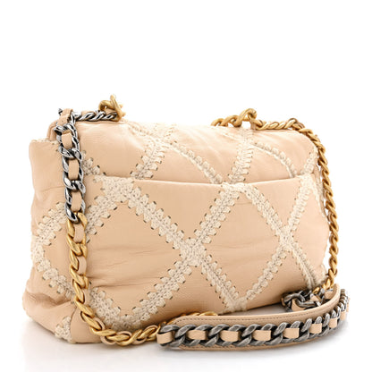Chanel Calfskin Crochet Large Chanel 19 Flap Beige 3 of 10
