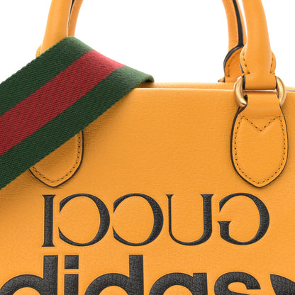 Gucci X ADIDAS Textured Dollar Calfskin Web Trefoil Logo Embossed Mini Bowling Bag Crop Black 8 of 11