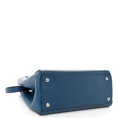 Fendi Vitello Elite Petite 2Jours Tote Blue Cobalto 4 of 14