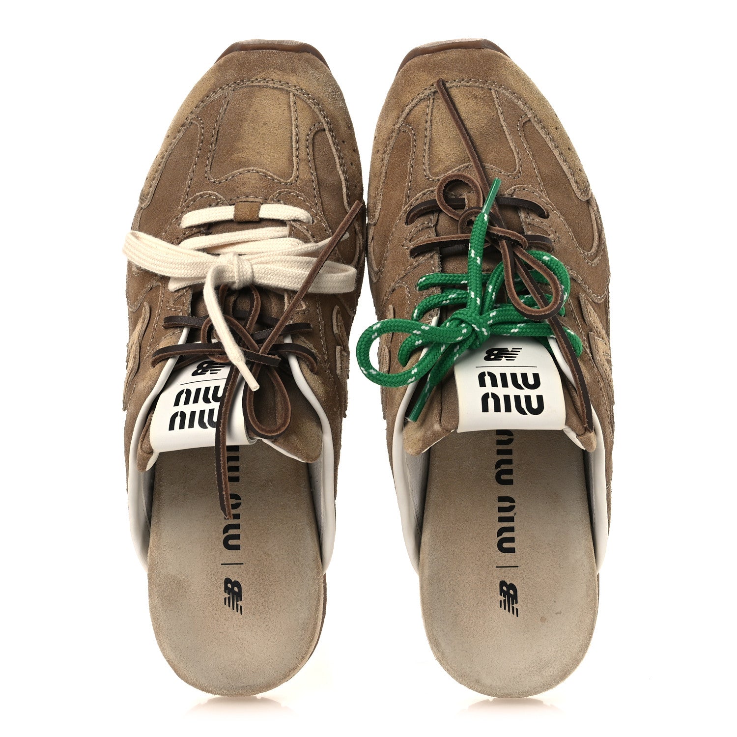 Miu Miu X NEW BALANCE Faded Suede Calfskin 530 SL Slip-On Mules 40 Ecru 6 of 9