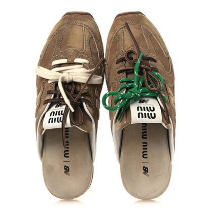 Miu Miu X NEW BALANCE Faded Suede Calfskin 530 SL Slip-On Mules 40 Ecru 6 of 9