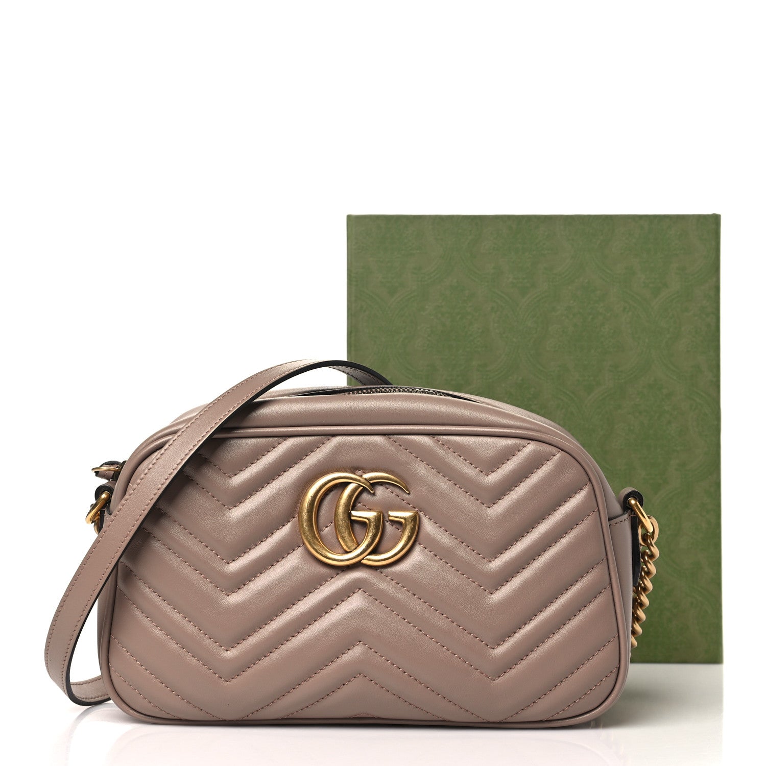 Gucci Calfskin Matelasse Small GG Marmont Chain Shoulder Bag Porcelain Rose 11 of 11