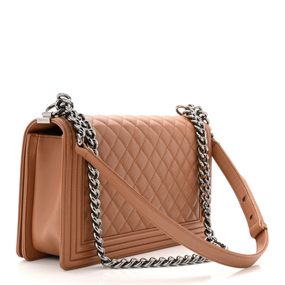 Chanel Calfskin Quilted New Medium Boy Flap Dark Beige 3 of 10