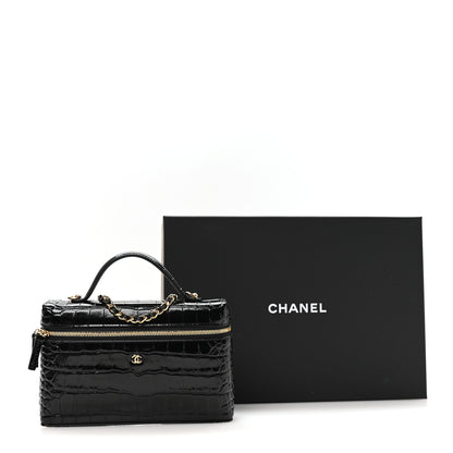 Chanel Calfskin Crocodile Embossed Crococo Exoticoco Vanity With Chain Black 11 of 11