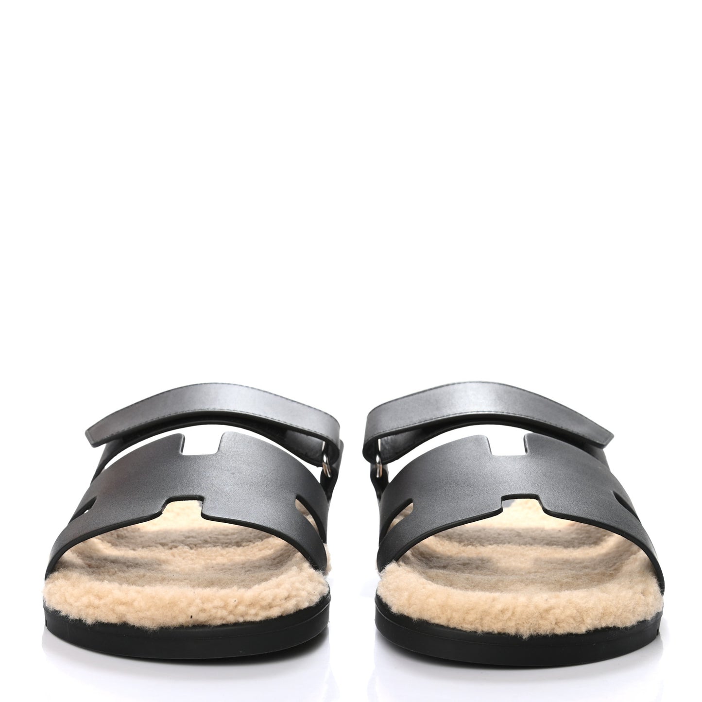 Veau Indios Woolskin Mens Chypre Sandals 42 Black Ecru